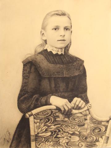 Hansigne Margrethe Rasmussen. Kultegning af Stine Florian (Kirstine Johansen).