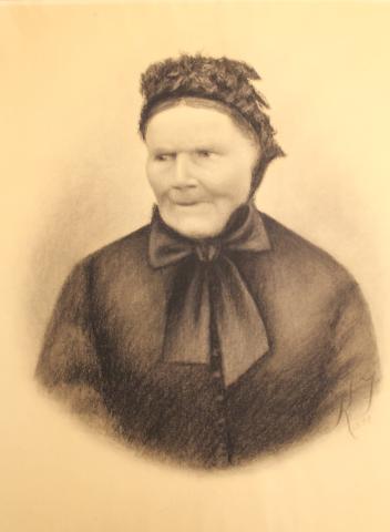 Ukendt dame. Kultegning af Stine Florian 1899.